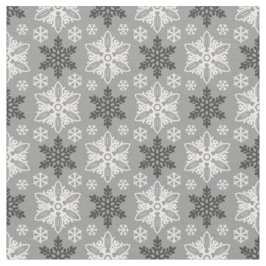 Tissu Motif de Flocon de neige blanc gris clair (Fermer)