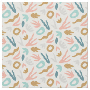 Tissu Motif de formes abstraites boho en sarcelle, terre