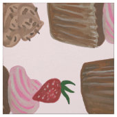 Tissu Motif de fraises de chocolat Cupcake (Échantillon)