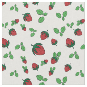 Tissu Motif De Fraises Et Feuilles Verts
