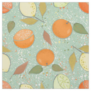Tissu Motif de fruits avec citrons, oranges, chaux