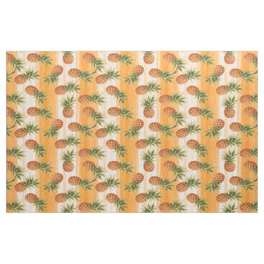 Tissu Motif de fruits d'ananas vert orange (Fat Quarter)
