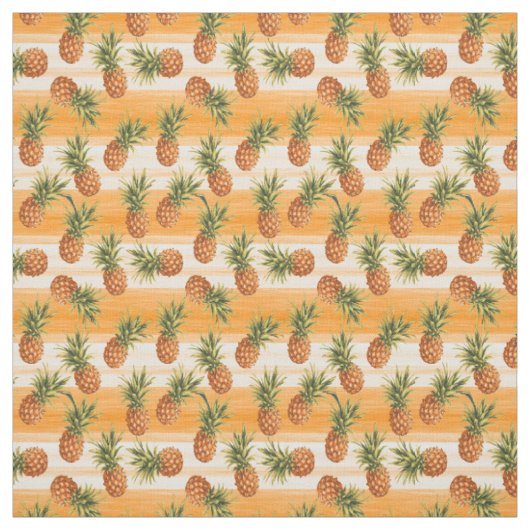 Tissu Motif de fruits d'ananas vert orange (Échantillon)