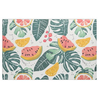 Tissu Motif de fruits tropicaux | Cottage d'été sans cou