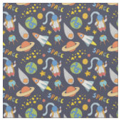 Tissu Motif de fusée spatiale d'astronaute mignon (Fermer)