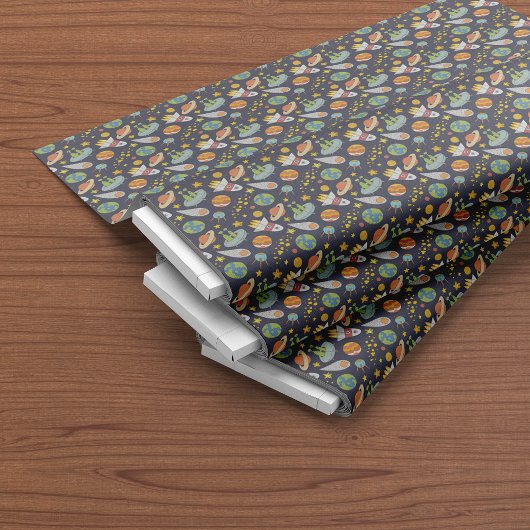 Tissu Motif de fusée spatiale OVNI mignon