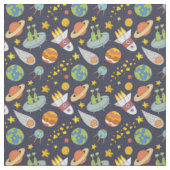 Tissu Motif de fusée spatiale OVNI mignon (Fermer)