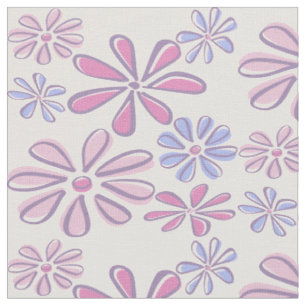 Tissu Motif de gribouillis de fleurs fantaisistes Rose V