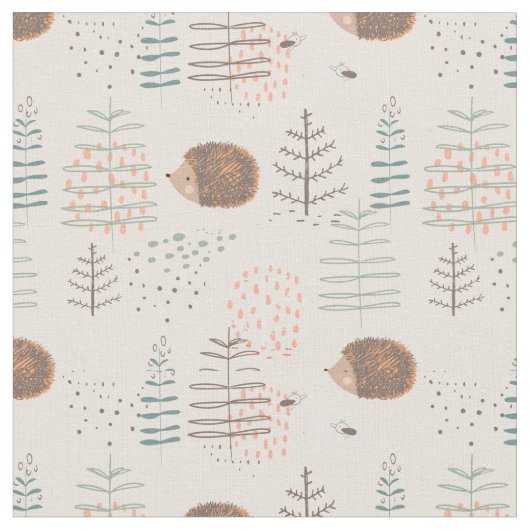 Tissu Motif de hérisson de bois mignon (Fermer)