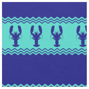 Tissu Motif de homard bleu-bleu turquoise de la côte