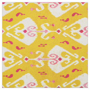 Tissu motif de ikat rose jaune chic moderne