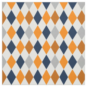Tissu Motif de Jacquard bleu Miner Orange et Navy
