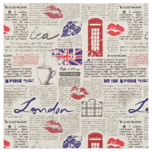 Tissu Motif de journal de Londres (Fermer)