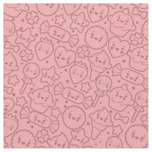 Tissu Motif de Kawaii avec les gâteaux mignons