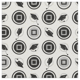 Tissu Motif de la casquette noire et d'argent