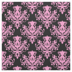 Tissu Motif de la damassé 02 - rose sur le noir
