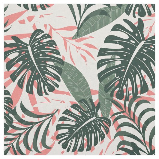 Tissu Motif de la forêt tropicale Feuille de Monstera (Échantillon)
