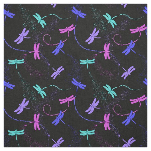 Tissu Motif de libellule coloré (Échantillon)