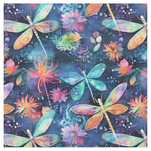 Tissu Motif de libellules vibrantes (Fermer)