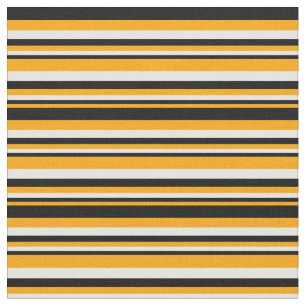 Tissu Motif de lignes/bandes orange, noir et blanc
