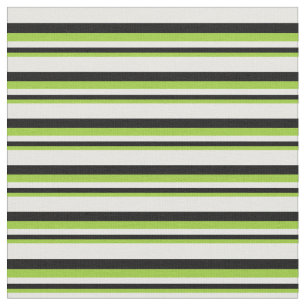 Tissu Motif de lignes/bandes vertes, noires et blanches