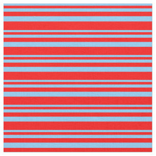 Tissu Motif de lignes bleu ciel clair et rouge