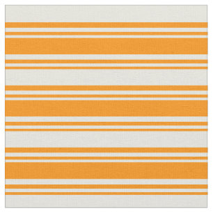 Tissu Motif de lignes orange foncé et beige