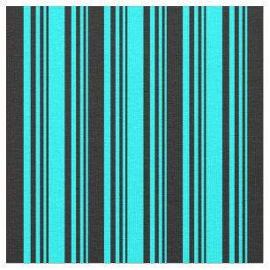 Tissu Motif de lignes/rayures de couleur Aqua et Noir