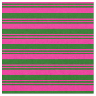 Tissu Motif de lignes/rayures roses profondes et vertes
