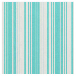 Tissu Motif de lignes/rayures turquoise et blanche