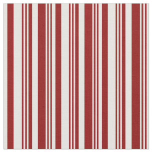 Tissu Motif de lignes rouge foncé et crème à la menthe
