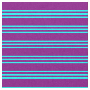 Tissu Motif de lignes/stries couleur pourpre et aqua
