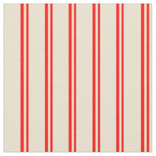 Tissu Motif de lin rouge et beige