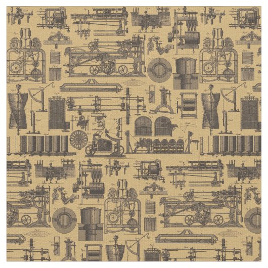 Tissu Motif de machines à vapeur vintage (Fermer)