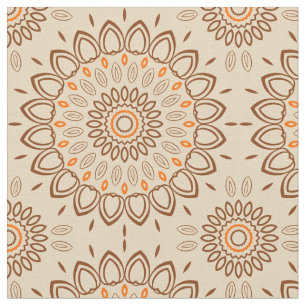 Tissu Motif de mandala aux tons terreux avec marron et o