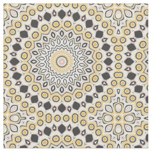 Tissu Motif de mandala doré et charbon