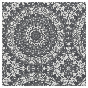 Tissu Motif de mandala monochrome noir et blanc