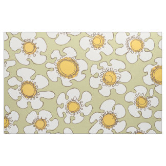 Tissu Motif de marguerite à ligne unique en olive et or