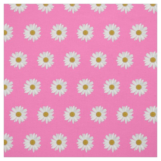 Tissu Motif de marguerite rose chaud (Échantillon)