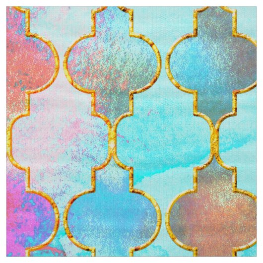 Tissu Motif de Maroccan de rose et d'Aqua (Échantillon)