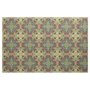 Tissu Motif de mosaïque de marsala rouge ocre jaune Tur