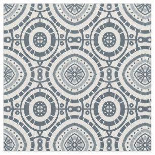 Tissu Motif de mosaïque géométrique circulaire Denim