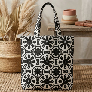 Tissu Motif de mosaïque géométrique moderne noir et b