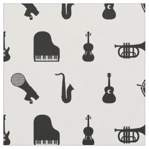 Tissu Motif de musique Black & White