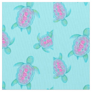 Tissu Motif de natation tortues aquarelle