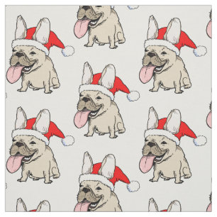 Tissu Motif de Noël de bouledogues français
