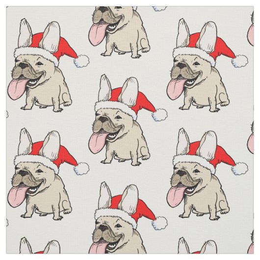 Tissu Motif de Noël de bouledogues français (Échantillon)