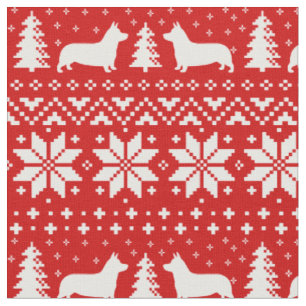 Tissu Motif de Noël de silhouettes de corgi de Gallois