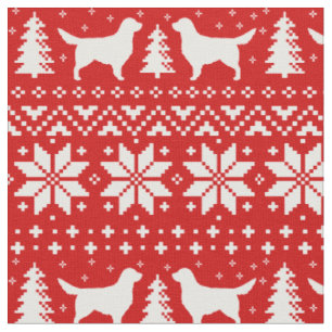 Tissu Motif de Noël de silhouettes de golden retriever