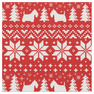 Tissu Motif de Noël de silhouettes de Terrier d'écossa